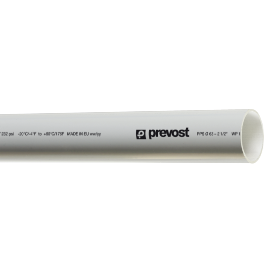 Tube PPS aluminium gris pour application vide PREVOST - diamètre 25mm PPSGTU2555